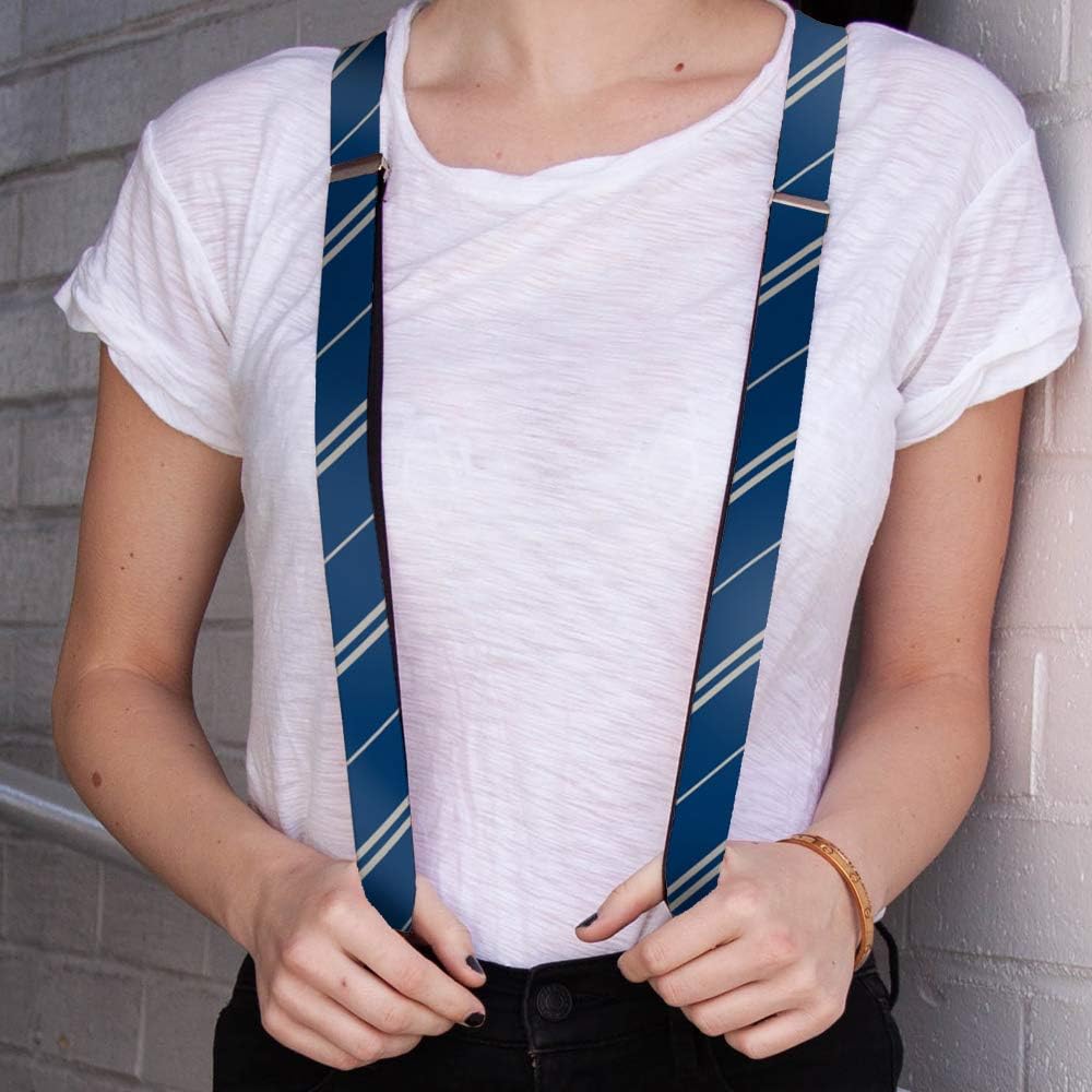 Buckle-Down womens Suspenders - Ravenclaw Crest/Stripe Blue/Gray Suspenders, Multicolor, One Size US: Clothing
