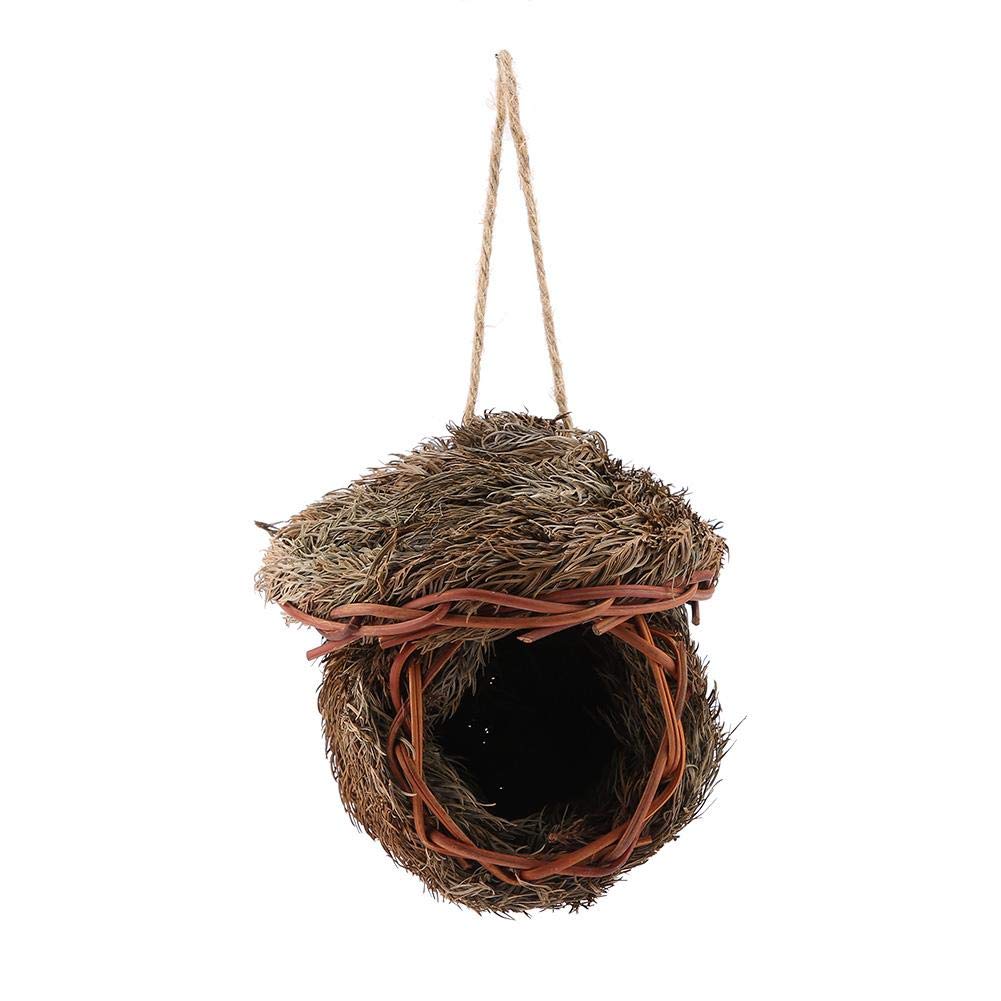Handmade Woven Grass Bird Nest Hanging Breeding Cave for Parrots and Parakeets - Ideal Hatch House Nesting Hut for Bird Breeding and Hatching