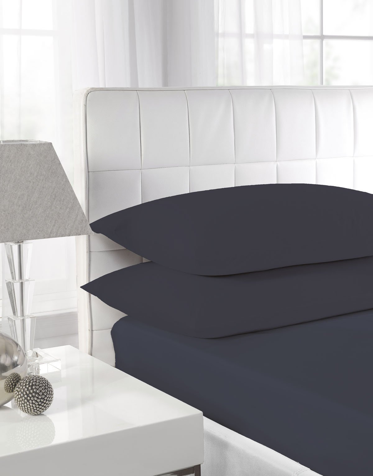 Textiles Direct Easy Care Polycotton Black Single Fitted Valance Sheet