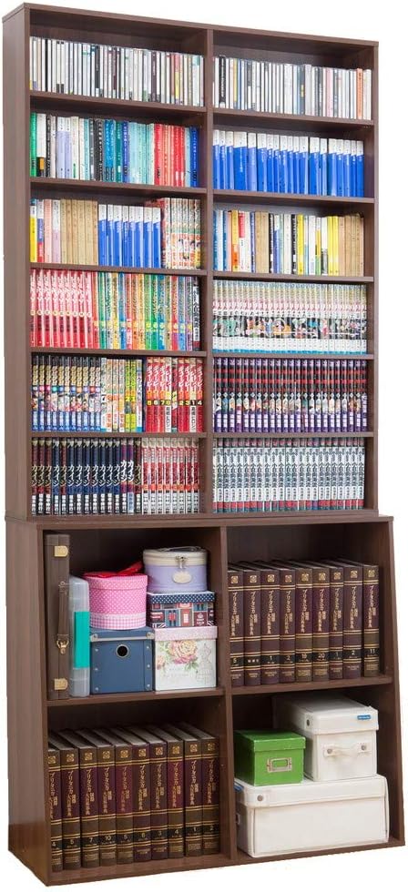 Amazon Co Jp 文庫本から大型本まで大量収納 大容量 ブックシェルフ 本棚 書棚 90cm幅 ウォルナット ホーム キッチン
