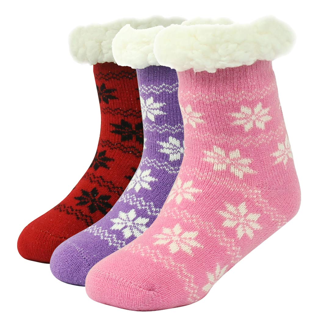 Home Slipper Winter Crew Fuzzy Sock Girls Boys Cute Animal Soft House