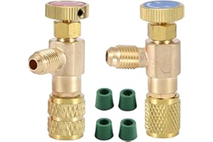 PISSENTE Liquid Safety Valve, 2pcs R410A R22 Refrigerant Charging Valve Air Conditioning Refrigerant 1/4 "Safety Adapter for SAE 1/4" Male to SAE 1/4" Famale Safety Adapter Air Conditioning Charging Valve