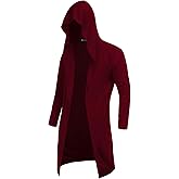 RAGEMALL Mens Long Cardigan Open Front Draped Lightweight Hooded Sweater with Pockets