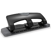 Swingline 3 Hole Punch, 20 Sheet Capacity Three Hole Puncher 3 Ring, Paper Punch, SmartTouch Low Effort, Black & Silver (7413