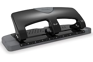 Swingline 3 Hole Punch, 20 Sheet Capacity Three Hole Puncher 3 Ring, Paper Punch, SmartTouch Low Effort, Black & Silver (74133)