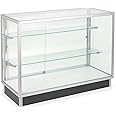 Free-Standing Glass Display Cabinet, Tempered Glass and Clear Coat Aluminum Frame, for Retail Use