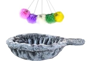 SHENGOCASE 32cm Grey Nest Basket Lounger Hammock Bed for Cat Tree Cat Tower Replacement, Hanging Toys with Elastic Strings, C