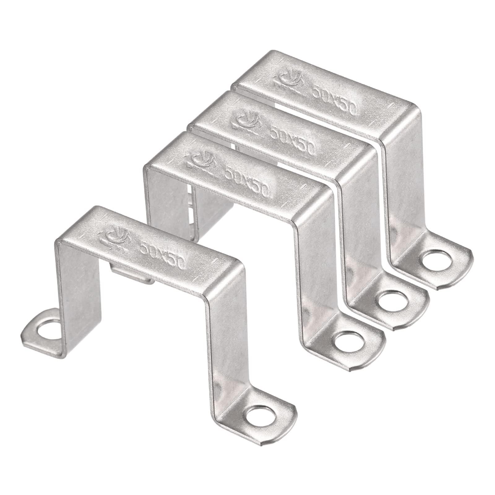 Unifizz 48 x 52mm U Shaped Strut Connector Bracket 304 Stainless Steel Door Closed Bar Holder 4pcs