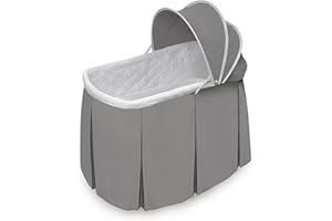 Badger Basket Cuddles Doll Bassinet with Canopy - Fits 18 to 20 Inch Dolls, Includes Storage Basket and Bedding - Pretend Play Nursery Bed for Kids - Gray