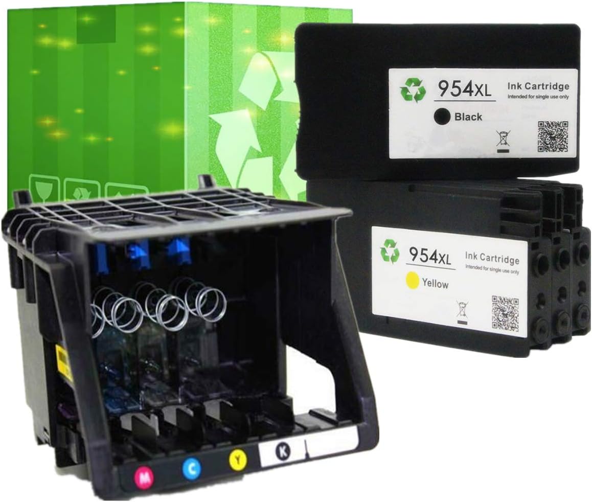 J2INK 1 Pack Remanufactured 954 Printhead Plus 4 Pack 954XL 954 Ink Cartridge for Officejet pro 8710 8715 8720 8725 8730