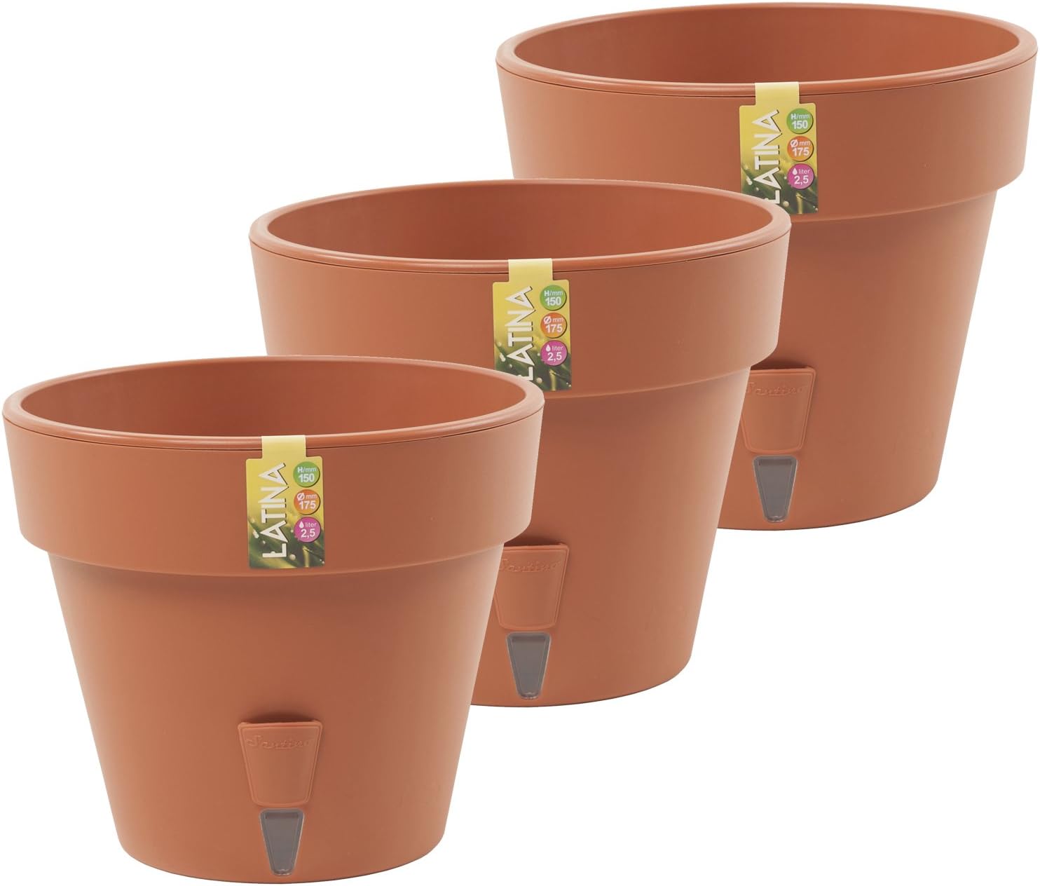 Santino Self Watering Planters Set of 3 Flower pots Latina 7.9 Inch Terracotta Color
