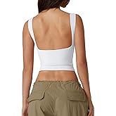 QINSEN Women's Sexy Open Back Sleeveless Crop Tank High Neck Slim Fit Cropped Tee Shirt Y2k Tops