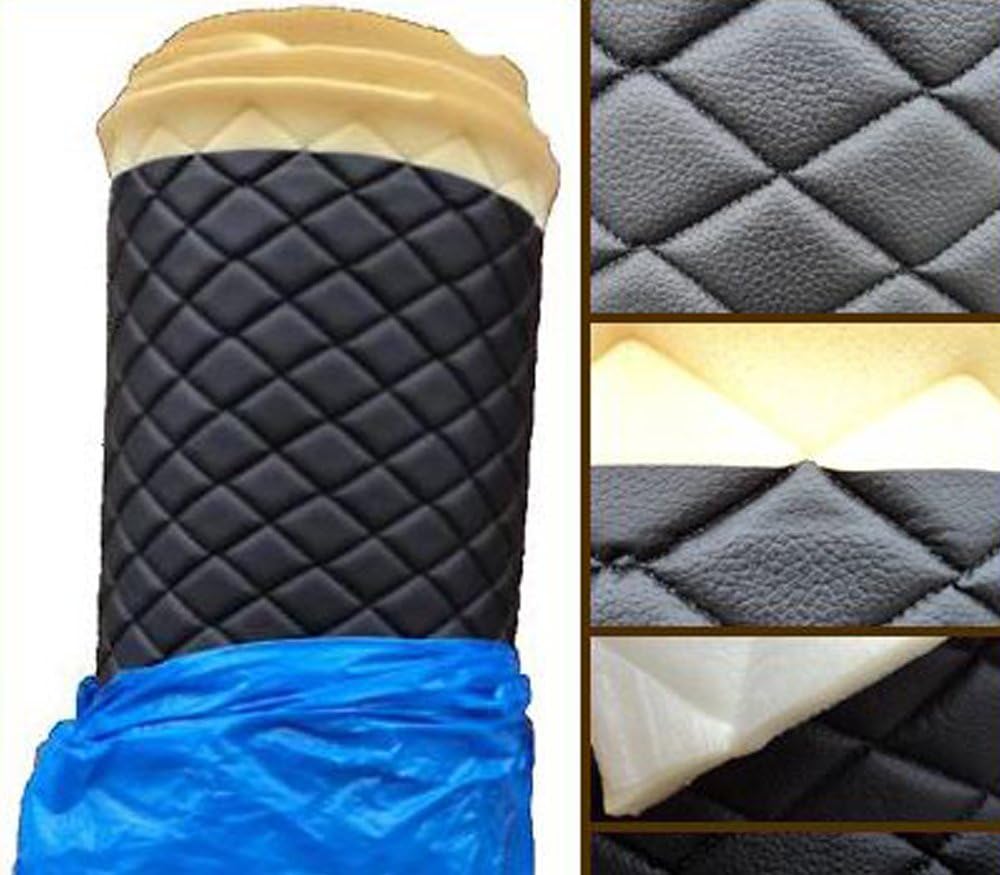Stoffe Vinyl Upholstery Black 4x6 Diamond Quilted fabric 3/8" Foam