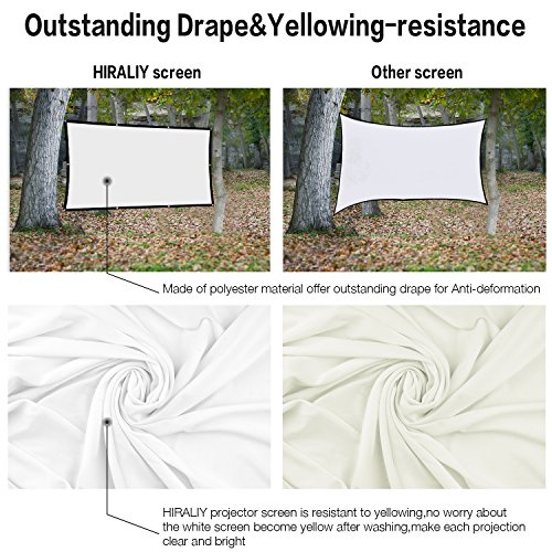 image for HIRALIY 120 inch Projection Movies Screen Portable 16:9 HD 4K Outdoor 