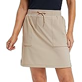 baleaf Women's Golf Skort 18" Knee Length Skirt with Biker Shorts Pockets Stretch Elastic Waist for Tennis Hiking