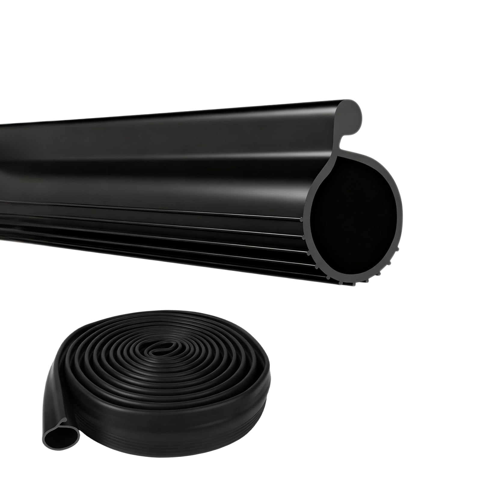 Photo 1 of 16.8 FT Rubber Garage Door Bottom Seal - 0.19" P Bulb Bottom Weather Stripping Seal Noise Reduction Weatherproof Replacement Easy DIY Installation Compatible with Overhead Door - Black