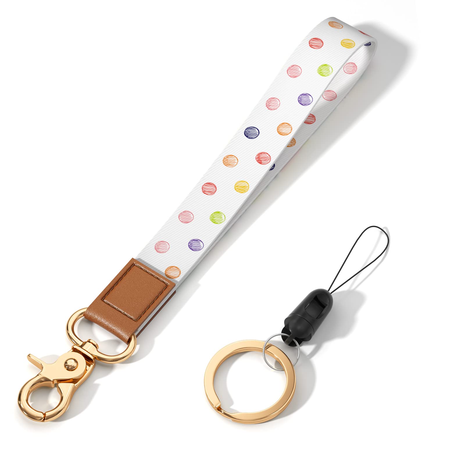 Hsxnam Wrist Lanyard Key Chain, Cute Wristlet Strap Keychain Holder for Women Men Kids Keys ID Badges Phone Airpod, Pink Dots