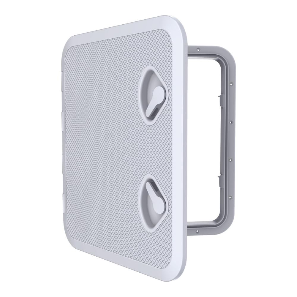 SEAFLO Marine Boat Deck Rectangular Access Hatch - 18.11" x 20.47" (460mm x 510mm) 180° Opening Lid, Non-Skid, Corrosion and UV Resistant, 4-Year Warranty! (White, Standard) Image