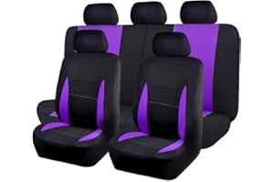Flying Banner Car Seat Covers Front Seats Rear Bench Polyester car seat Protectors Easy installations Rear Bench Split Classic Man Lady Truck (Full Set - Low Back, Black Purple)…