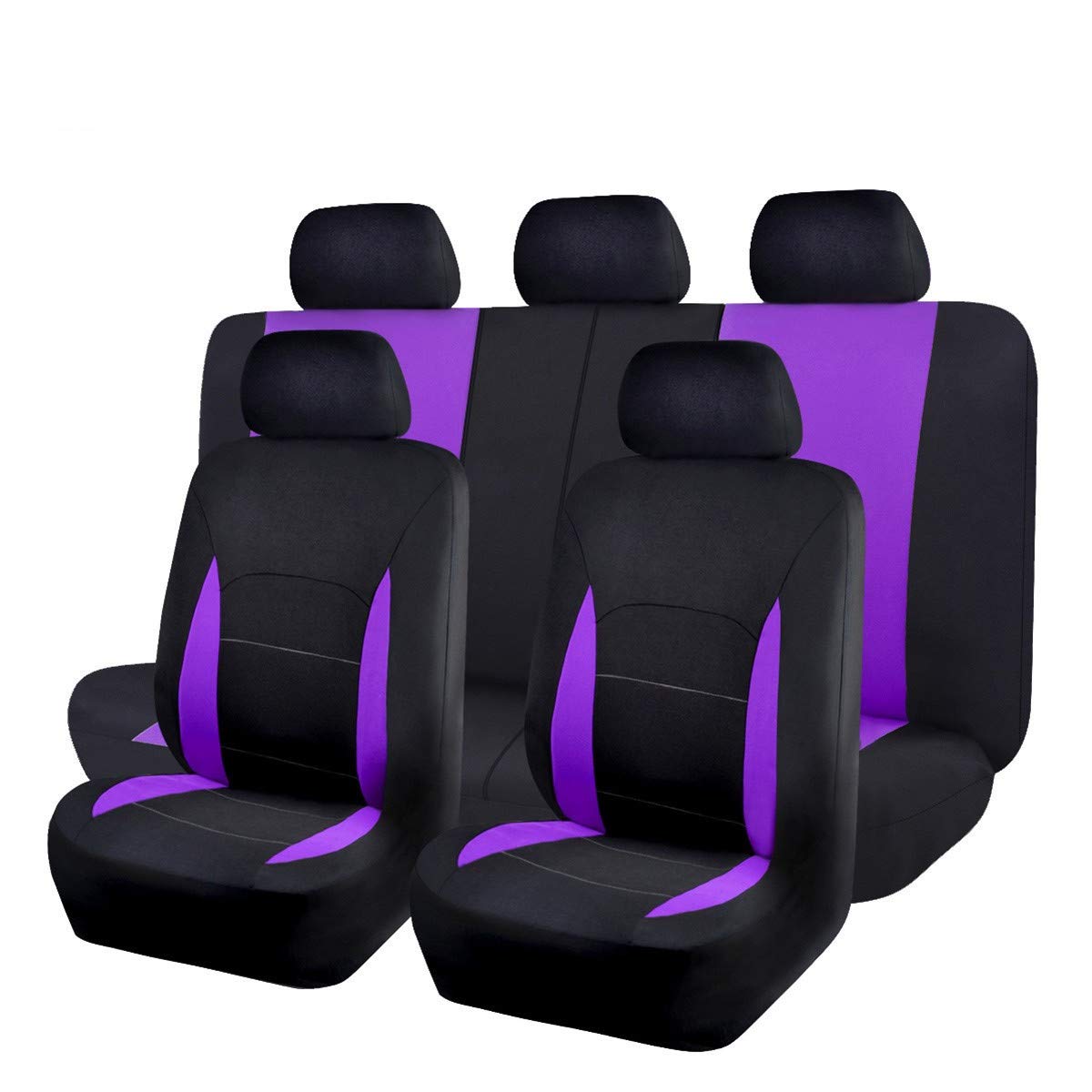 Photo 1 of **MISSING 1 SEAT** Flying Banner Car Seat Covers Front Seats Rear Bench Polyester car seat Protectors Easy installations Rear Bench Split Classic Man Lady Truck (Full Set - Low Back, Black Purple)…