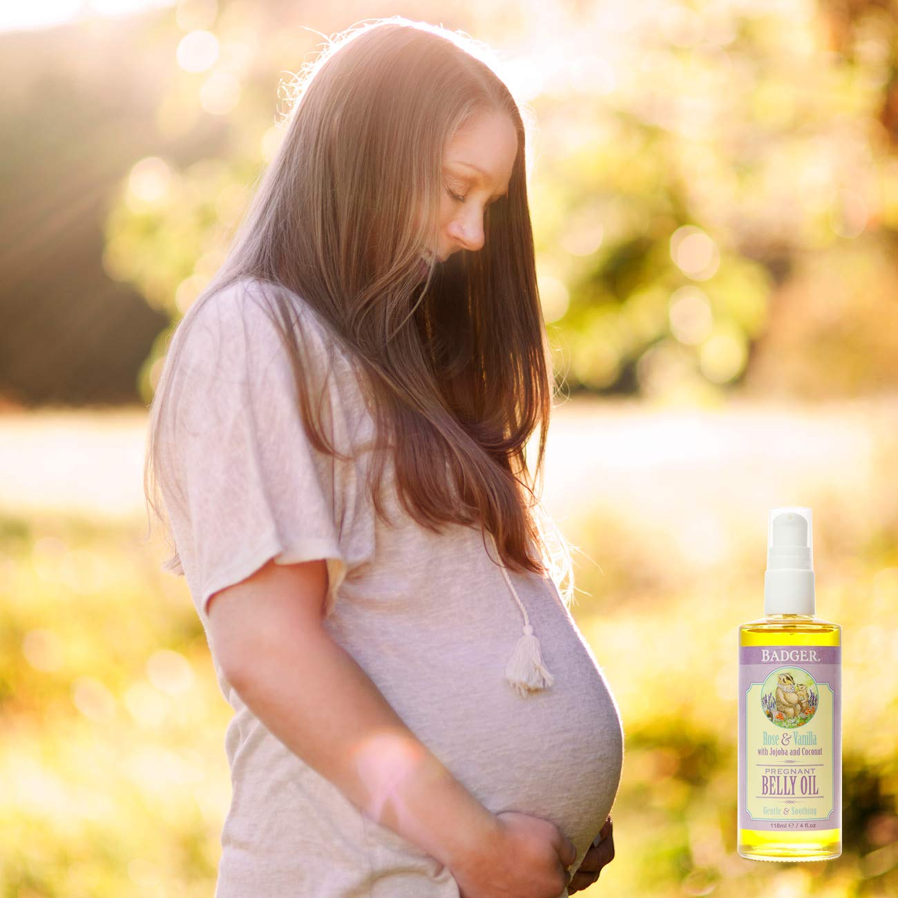 Badger Pregnant Belly Oil and Belly Butter, Rose & Vanilla, Certified Organic, Gentle & Soothing for Stretched Skin During & After Pregnancy