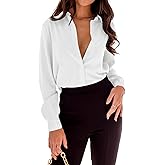 Pretifeel Womens Button Down Shirt Long Sleeve Business Blouse Collared Office Chiffon Dress Shirts
