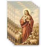 Shepherd's Grace Psalm 23 Prayer Cards – Laminated Catholic Holy Cards, Good Shepherd Artwork, 5-Pack – Pocket-Size 4.5 × 2.75 in Devotional Scripture Cards for Prayer and Reflection