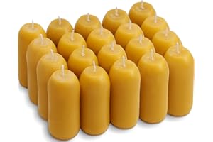 CACASO 20 Pcs Beeswax Pillar Candles,Natural Beeswax Candles Long Burning (9 Hours),Pure Beeswax Candles for Home Decoration,Outdoor,Parties,Camping(Yellow,3.2" x 1.5")