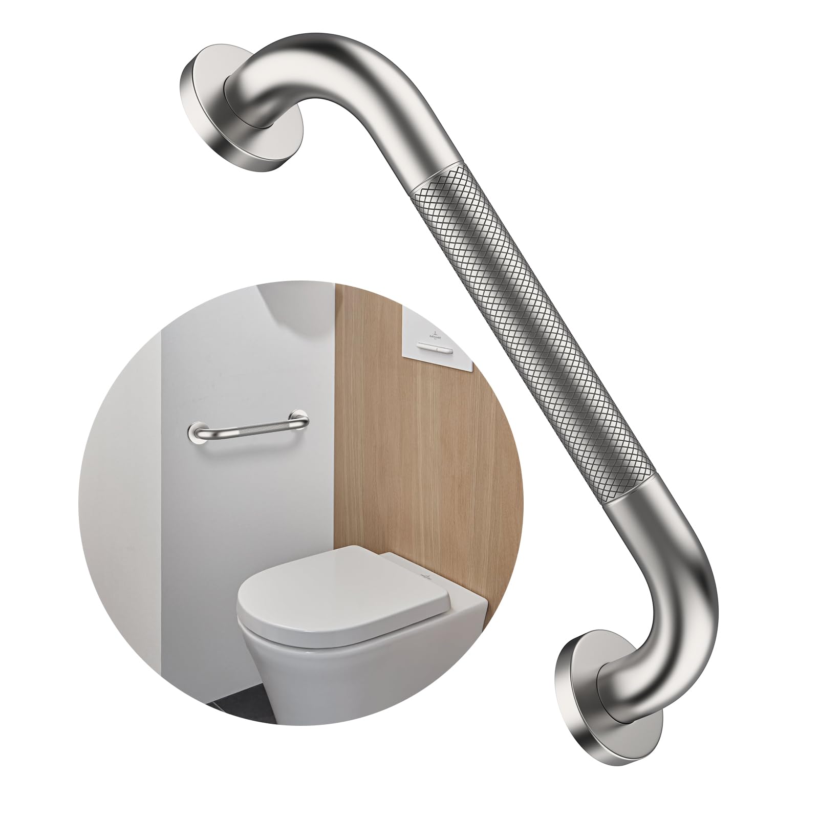 Photo 1 of 12 Inch Anti Slip Grab Bars for Wall,Munzong Stainless Steel Bathroom Grab Bars for Bathtubs and Showers,Brushed Nickel Knurled Handicap Balance Bar,Safety Hand Rail Support Elderly Senior Bath Handle