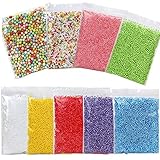 Aprince Foam Beads Styrofoam Balls for Soft Clay Slime, 9 Pack (Approx 71350 Pieces) Colorful Slime Beads 0.08-0.35 Inch Arts Crafts Supplies, Small Foam Balls Filler Beads for DIY Wedding Party Decor