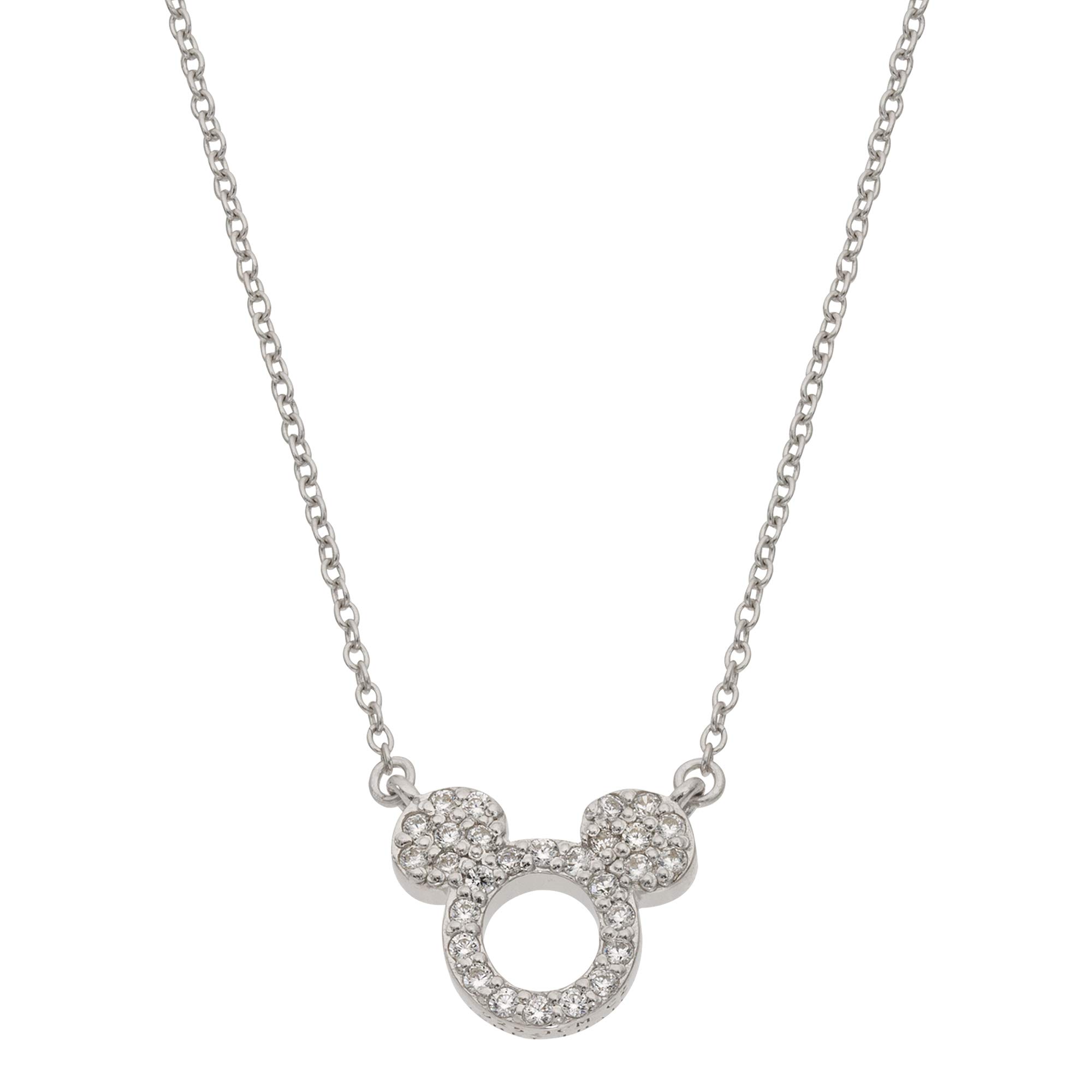 Mickey Mouse Silver Stone Set Necklace N901464RZWL-16.PH