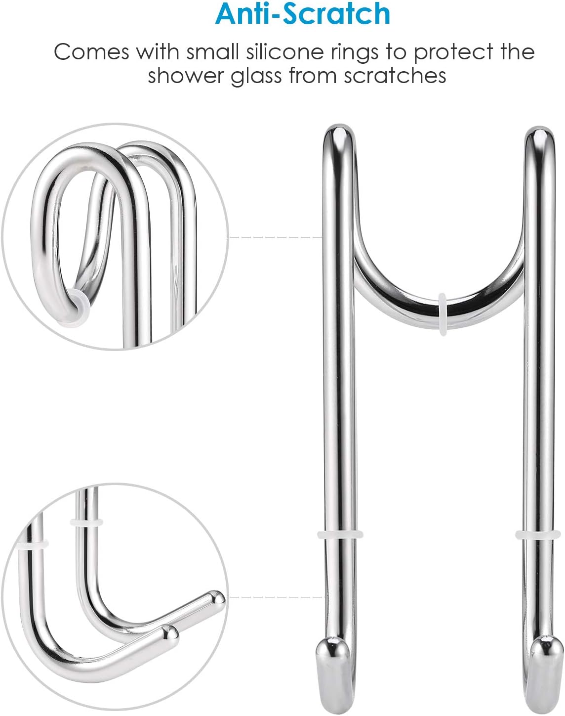 Over Door Hooks for Bathroom Frameless Glass Shower Door Simtive Chrome