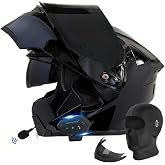 Motorcycle Bluetooth Modular Helmet, DOT Approved Flip Up Full Face Motorcycle Dual Visor Helmet, with Dual Speakers and Microphone, for Adults Men and Women