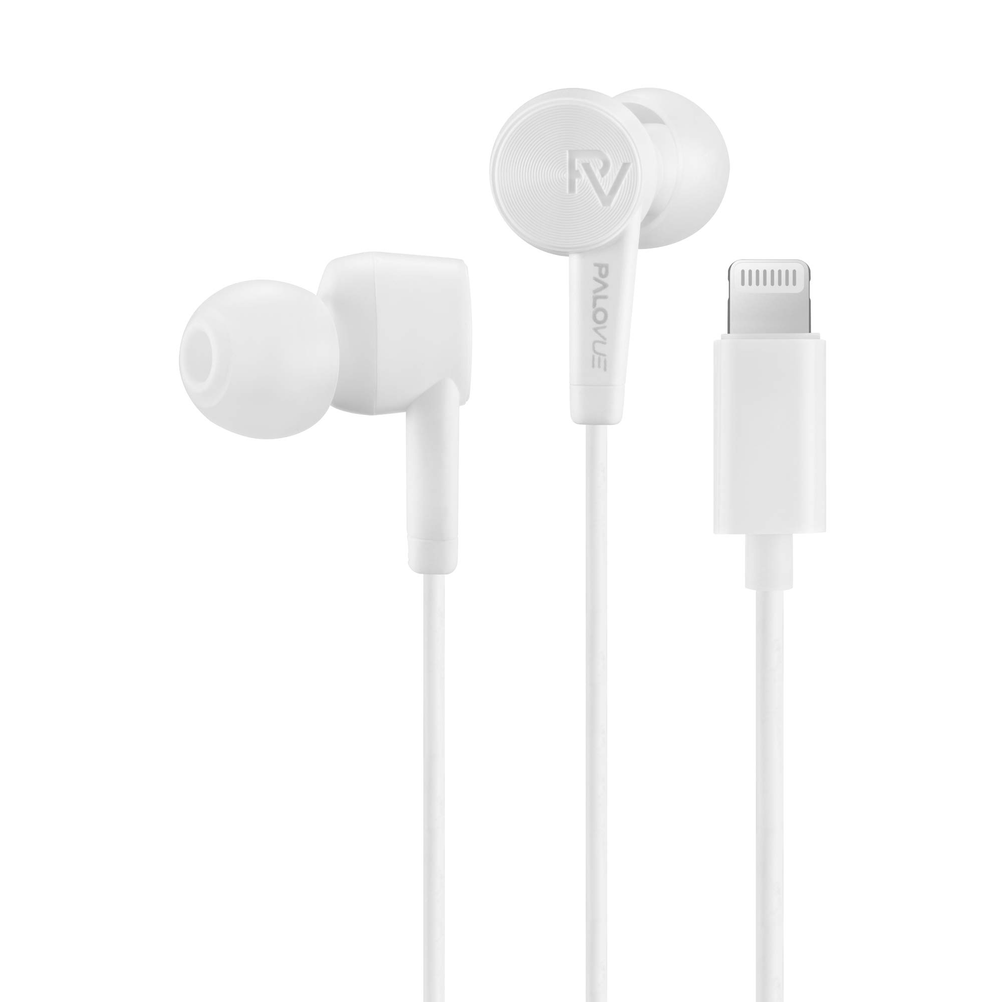 PALOVUE Lightning Headphones Compatible With iPhone 14 13 12 11 Pro Max X XS XR 8 7 Plus - MFi Certified Earbuds With Microphone Controller SweetFlow (White)