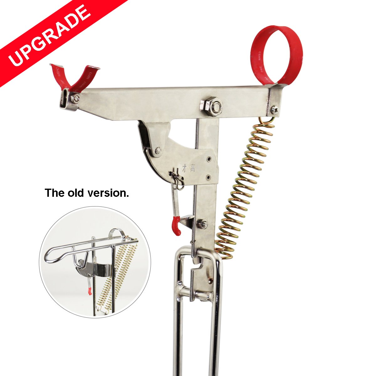 Automatic Spring Fishing Rod Holder for Ground Support Stand, Full Stainless Steel & Folding, Great for Bank Fishing on Lakes & Streams