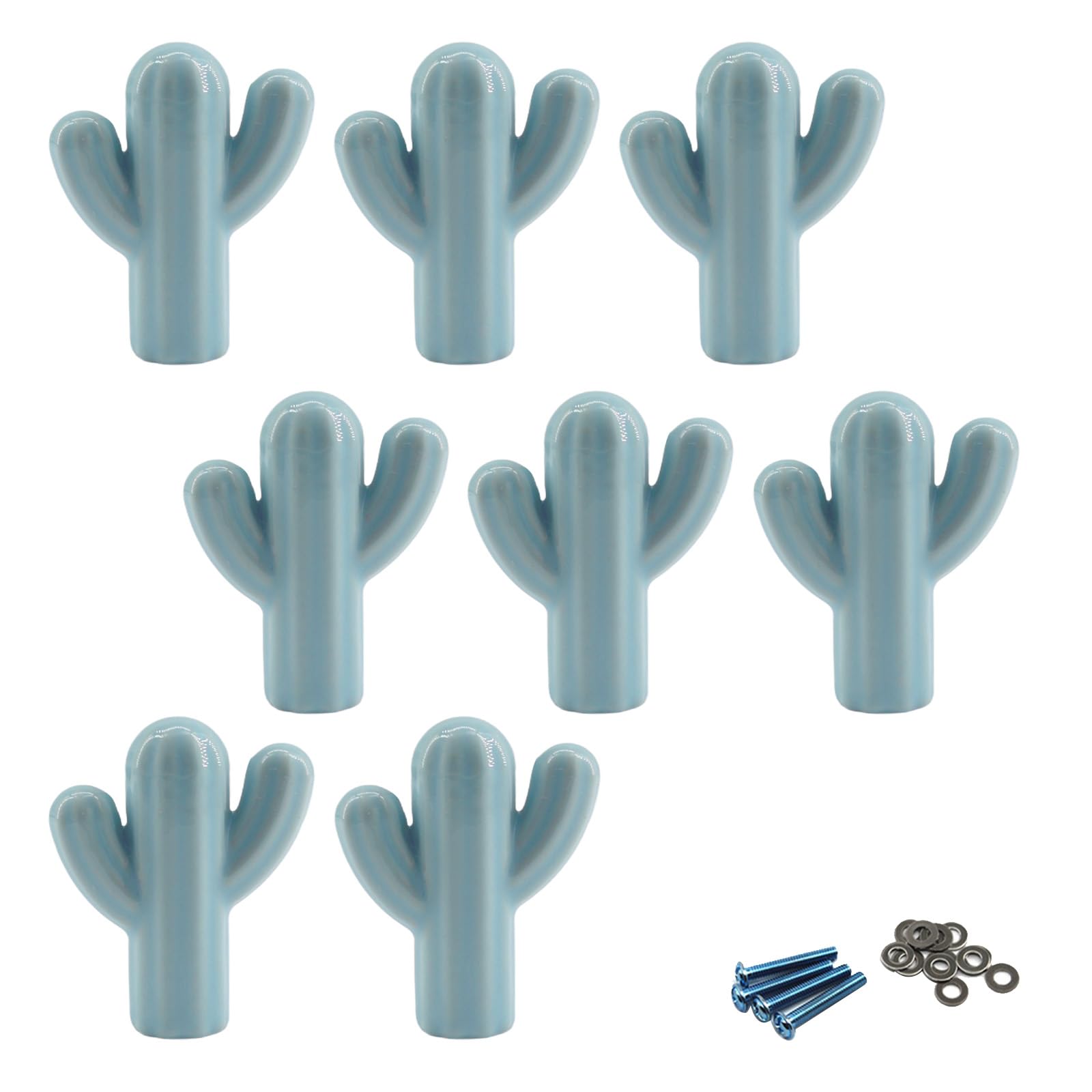 Zerniple Blue Ceramic Handle Pull Door knobs Cabinet Handles for Children's Room (8 Pieces)