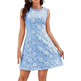 ChiaoLezhee Jacquard Floral Short Dress, Pastel A Line, Business Casual, Elegant Cute Sleeveless Shift Dresses Brunch Tea