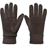 Harssidanzar Womens Winter Suede Gloves Thermal Wool Fleece Lined Outdoor Warmth SL024US