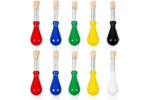 10PCS Washable Easy Grip Craft Paint Brushes Plastic Round Paint Brushes with Colorful Handle for Craft, Tempera, Acrylic Pai