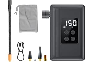 Air Rush Electric Pump, High Pressure Fast/Intelligent Inflation, Automatic Stop When Full, Three Lighting Modes, for Road, M