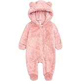 CHAOJIESI Baby Snowsuit Bear Ear Hooded Jumpsuit Fleece Romper Zipper Winter Coat Outfits