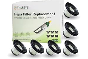 EVA&EVE 6 Pack Hepa Filter Replacement Compatible with Horsepower Duck Compact Cordless Vacuum Cleaner,Updated High Efficiency Filters for Duck Vacuum Cleaner,Part#17964