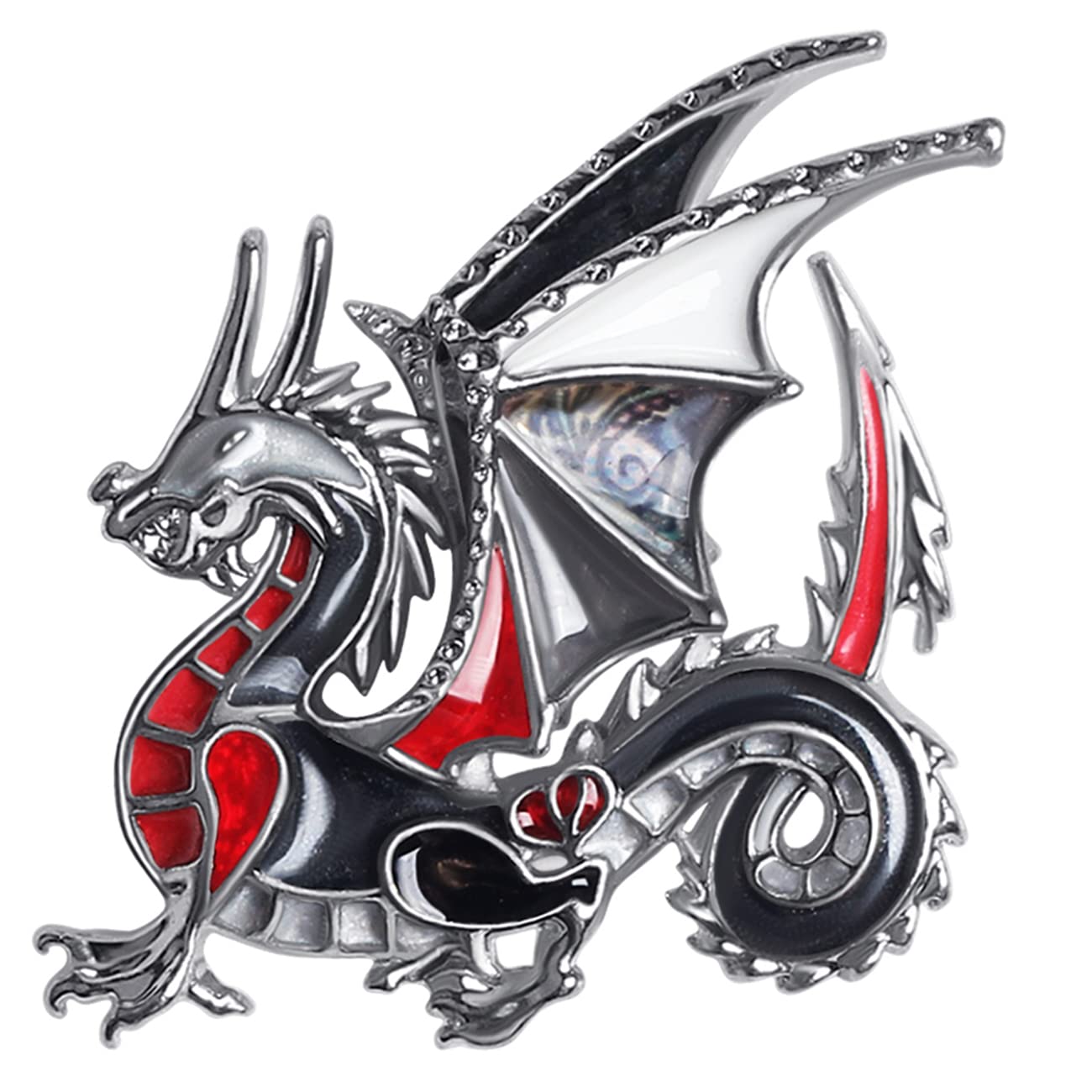 SEANY Enamel Alloy Dragon Brooch Dinosaur Pins Jewelry for Women Lady Girl Scarf Clothing Accessories Gifts (Black)