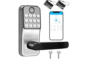 Smart Lock for Front Door: Olumat Keyless Entry Door Lock, Smart Keypad Lock with Handle, Fingerprint Lock with APP, Digital Lock with Handle, for Garage, Home, Office