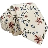 Kebocis Mens Skinny Cotton Floral Necktie Thin Tie for Men