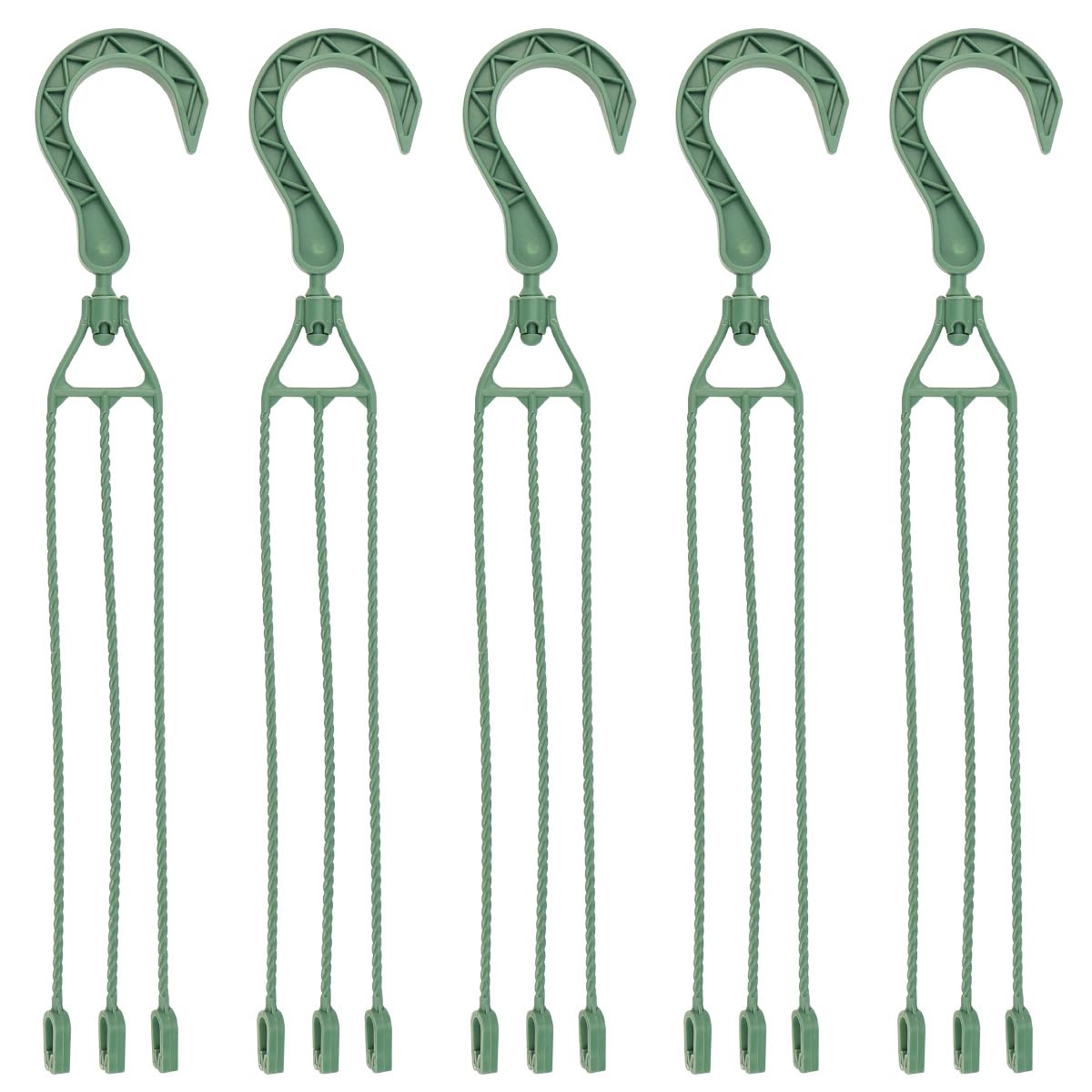 ZJIVQO 5PCS Plastic Hanging Basket Hooks, Plant Hanger Plastic Plant Pots Hanger Hook,Plastic Flowerpot Holders for Garden Balcony Yard Hanging Plant (Green)