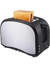 Toaster 2 Slice Warming Rack Brushed Stainless Steel for Breakfast Bread Toasters Best Rated Has Defrost Reheat Cancel Button Removable Crumb Tray By KEEMO
