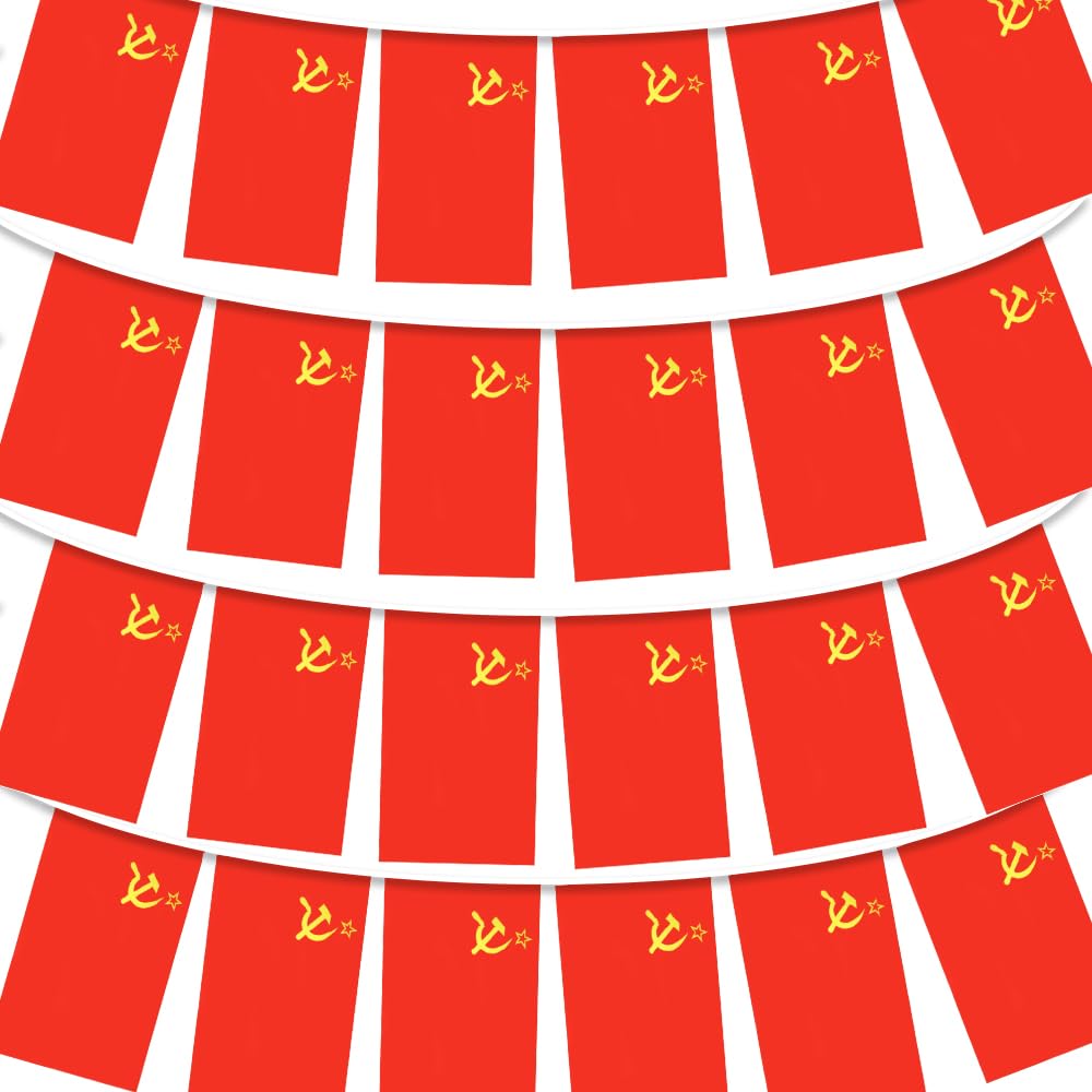 Soviet Union Bunting 30pcs USSR Triangle Decoration Fabric for Football Patriotic Festivals and Celebrations Party National Day Sports Bars Street 10m/33ft Indoor Outdoor