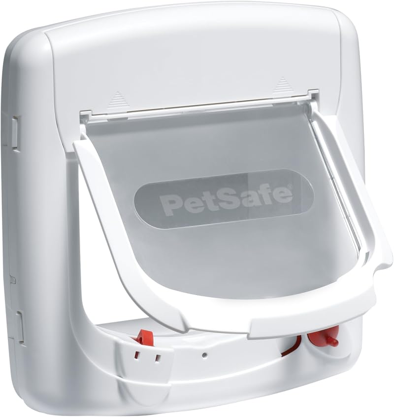 PetSafe Cat Flap 4 Way Locking Deluxe White Woodgrain Magnetic Entry
