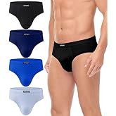 wirarpa Men's Underwear Cotton Briefs Covered Waistband 4 Pack | Stretchy, No-Fly Pouch, Full Coverage, Tagless, Breathable, Durable, Machine Washable